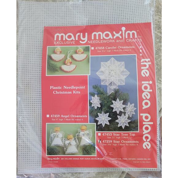 Mary Maxim Needlepoint Kit Plastic Canvas Star Ornaments New #47259 Pearls - Picture 2 of 3